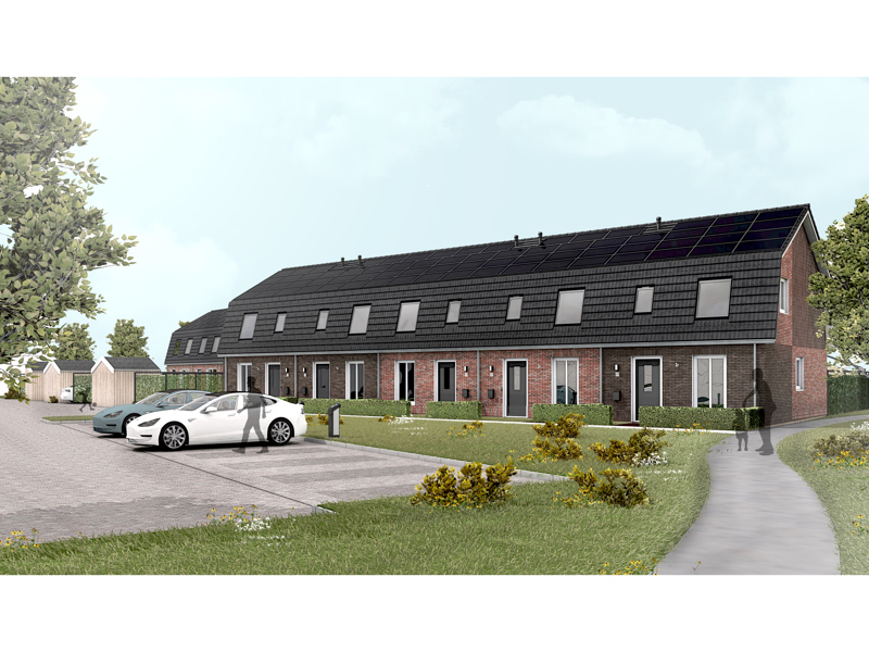 Impressie nieuwbouw Buurblok woningen in Leeuwarden voor WoonFriesland